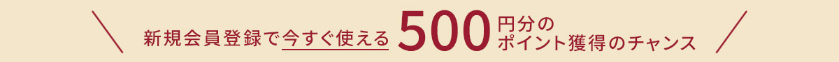 新規会員登録で今すぐ使える500ポイントプレゼント